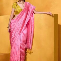Taneira Pink Embroidered Saree With Unstitched Blouse-image-78