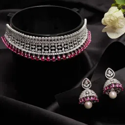 Voylla CZ Elegance Gems Embellished Necklace Set-image-8