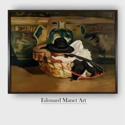 The Art House Brown Still Life Guitar and Sombrero Wooden Framed Painting Wall Art-image-46