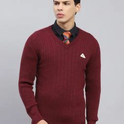 Monte Carlo Wine Regular Fit Texture Pullover-23