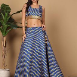 KAANCHIE NANGGIA Leheriya Printed Ready to Wear Zari Lehenga & Blouse With Dupatta-27
