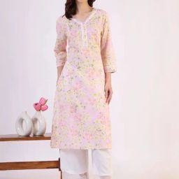 W Pink Floral Kurta-image-63