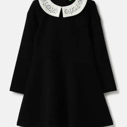 United Colors of Benetton Girls Black Solid Full Sleeves Dress-picture-10