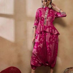 Mabish By Sonal Jain Magenta Jacquard Jumpsuits-image-79