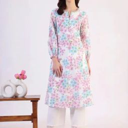 W White Floral Kurta-image-85