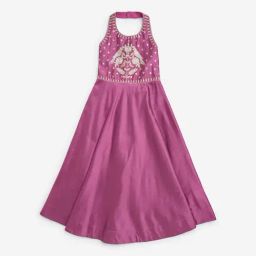 Utsa Kids by Westside Plum Embellished A-Line Dress-image-7