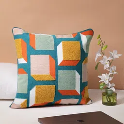 BLANC9 Blue & Yellow Single Geometric Square Cushion Covers-43