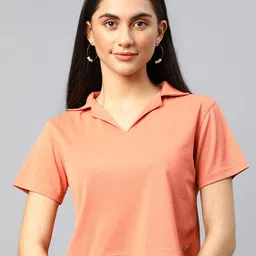 Xpose Women Peach-Coloured Boxy Crop Top-picture-10