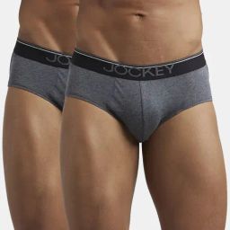 Jockey 8037 Charcoal Super Combed Cotton Briefs with Ultrasoft Waistband - Pack of 2-image-48