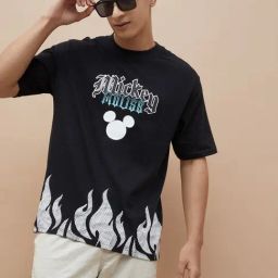 Fame Forever By Lifestyle Black Cotton Relaxed Fit Printed T-Shirt-image-26