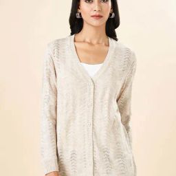 Rangmanch by Pantaloons Cream Self Design Cardigan-picture-25