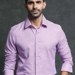 Rare Rabbit Pink Tailored Fit Checks Shirt-image-88