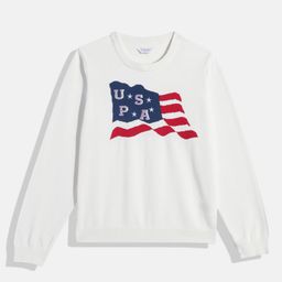 U.S. Polo Assn. Kids Girls White Brand Logo Print Pure Cotton Pullover with Embellishment-picture-29