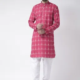 Hangup Men Pink Printed Kurta-image-6