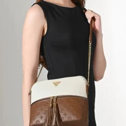 Lavie White & Brown Color Block Sling Handbag-21