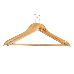 Ankit International Walnut Wooden Hangers With Notches & Chrome Swivel Hook Brown/Black (Pack of 2)-45