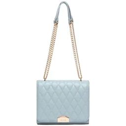 Aldo Light Blue Quilted Small Shoulder Handbag-image-43