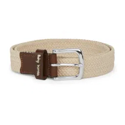 Being Human Beige Woven Leather Casual Belt for Men-image-99