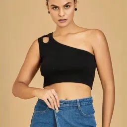 Urban Sundari Black Cotton Casual Fit Crop Top-picture-22