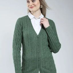 Monte Carlo Green Regular Fit Self Pattern Cardigan-picture-0