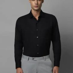 Louis Philippe Black Cotton Regular Fit Textured Shirt-picture-17