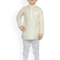 SG YUVRAJ Boys Cream-Coloured Self Design Kurta with Pyjamas-image-37