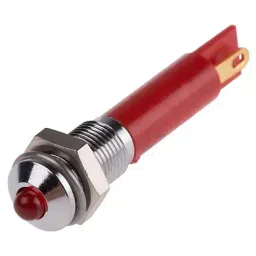 RS PRO Red Panel Mount Indicator 12V DC, Mounting Hole Size 6 mm, Termination Type Solder Tab, Model No 205173-38