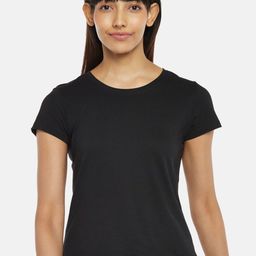 Dreamz by Pantaloons Women Round Neck Short Sleeve Black Solid Top-image-15