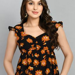 PRETTY LOVING THING Floral Print Sweetheart Neck Flutter Sleeve Peplum Top-picture-50