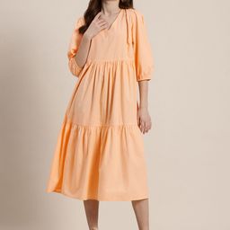 HERE&NOW Pure Cotton A-Line Midi Dress-image-73