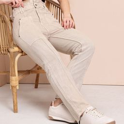 Mast & Harbour Women Paperbag Waist Straight Fit Jeans-image-58