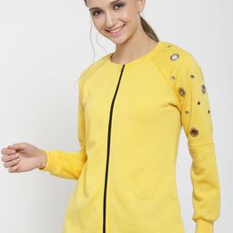 Belle Fille Women Yellow Solid Sweatshirt-image-46