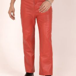 TANDUL Men Smart Fit Mid-Rise Leather Trousers-image-41