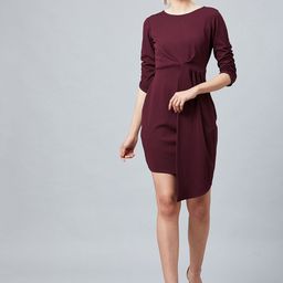Athena Women Burgundy Solid Sheath Dress-image-75