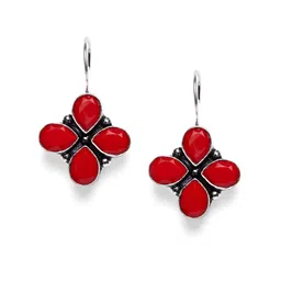 Bamboo Tree Jewels Red Contemporary Drop Earrings-image-22