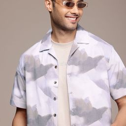 WROGN Opaque Graphic Printed Resort Fit Casual Shirt-image-13