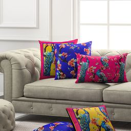 SEJ by Nisha Gupta Blue Set of 5 Floral Square Cushion Covers-52