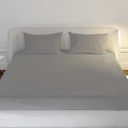 MAYFAIR HOMES LONDON Grey Solid 144 TC Cotton 1 King Bedsheet with 2 Pillow Covers-picture-28