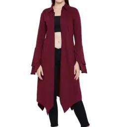 Hypernation Maroon Cotton Shrug-39