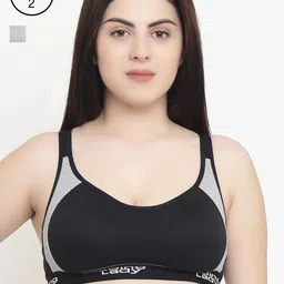 Leading Lady Pack Of 2 Colourblocked Non-Wired Non Padded Sports Bras-image-7