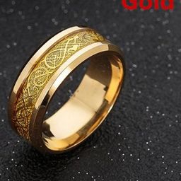 KARISHMA KREATIONS Gold-Plated Stainless Steel Celtic Engraved Dragon Finger Ring-image-17