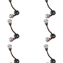 IndianShelf White & Black 6 Pcs Dotted Printed Ceramic Wall Hooks-image-79