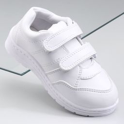Pine Kids School Shoes With Velcro Closure Solid- White-image-7