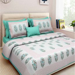UniqChoice Pure Cotton Jaipuri Traditonal Double BedSheet With 2 Pillow Cover-27