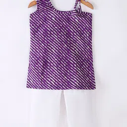 JAV Creations Sleeveless Leheriya  Designed Kurta & Pant - Purple-picture-10