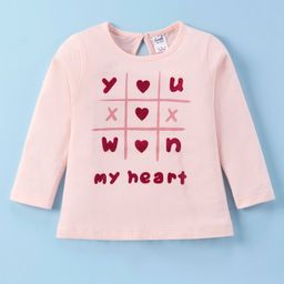 Simply Sinker Knit Full Sleeves Top with Text & Heart Print - Pink-image-50