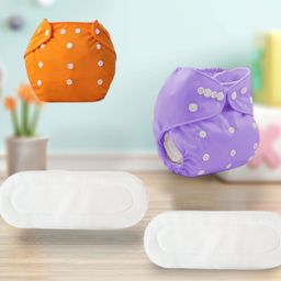 Sparkle Joy Washable & Reusable Cloth Diapers/Nappies Combo Pack of 2 Free size With 2 organic cotton White inserts - Purple & Orange-14