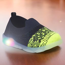 Lil Lollipop Mesh Detailed & Abstract Designed Slip On LED Shoes - Yellow-image-42