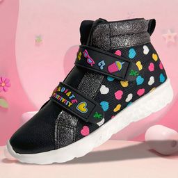Hopits Hearts Designed & Sunglasses Applique Detailed Sneakers With Velcro Closure - Black-image-32