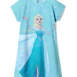 Wear Your Mind Disney Frozen Featuring Half Sleeves Elsa Printed Dress - Sky Blue-image-45